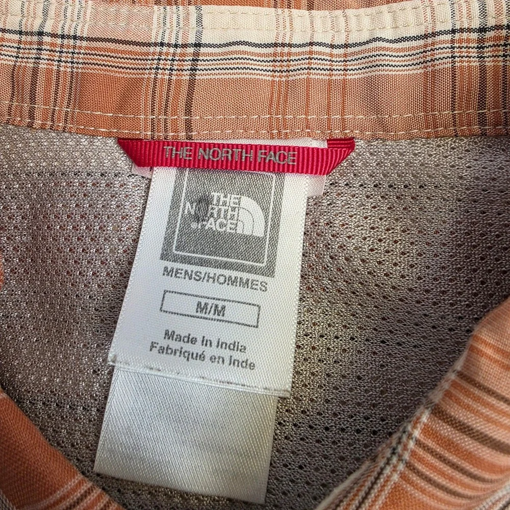 The North Face Mens Orange Plaid Short Sleeve Hiking Shirt A09R Medium
